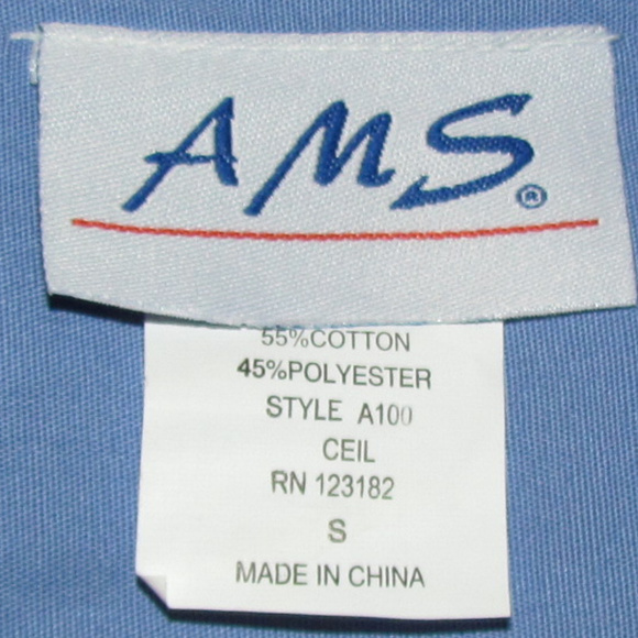 5 Blue AMS Scrub Tops Sz SMALL V-neck Chest Pocket - Picture 2 of 4